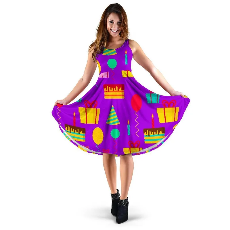 Birthday Pattern Print Dress Tunics Sophisticated sleek