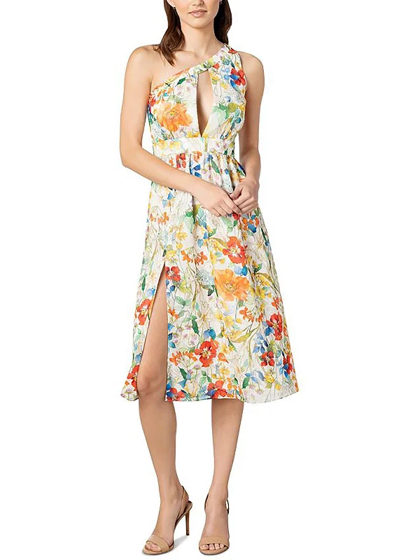 Womens Tie Neck Long Evening Dress Tunics Polka dots