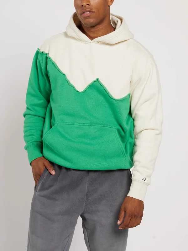 Mountain Hoodie - Cream/ Kelly Hoodie with Pattern Geometric Abstract