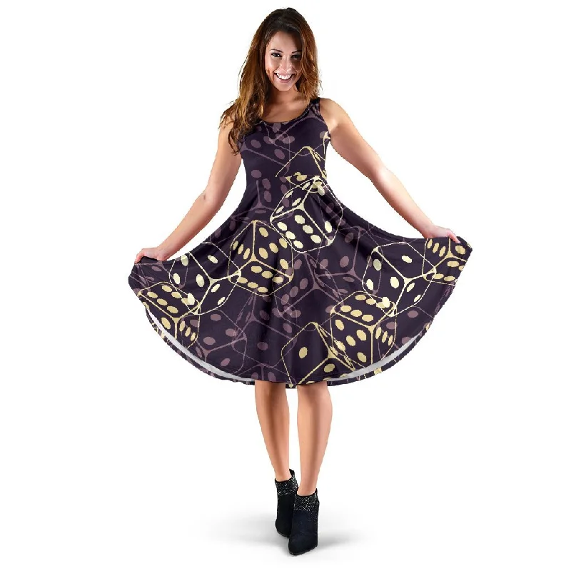 Dice Casino Pattern Print Dress Tunics Fleece cozy