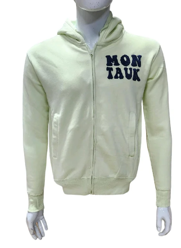 Adult Unisex Montauk The End Salty Vibes Zip-Up Hoodie Hoodie with Hem Applique Textured Unique
