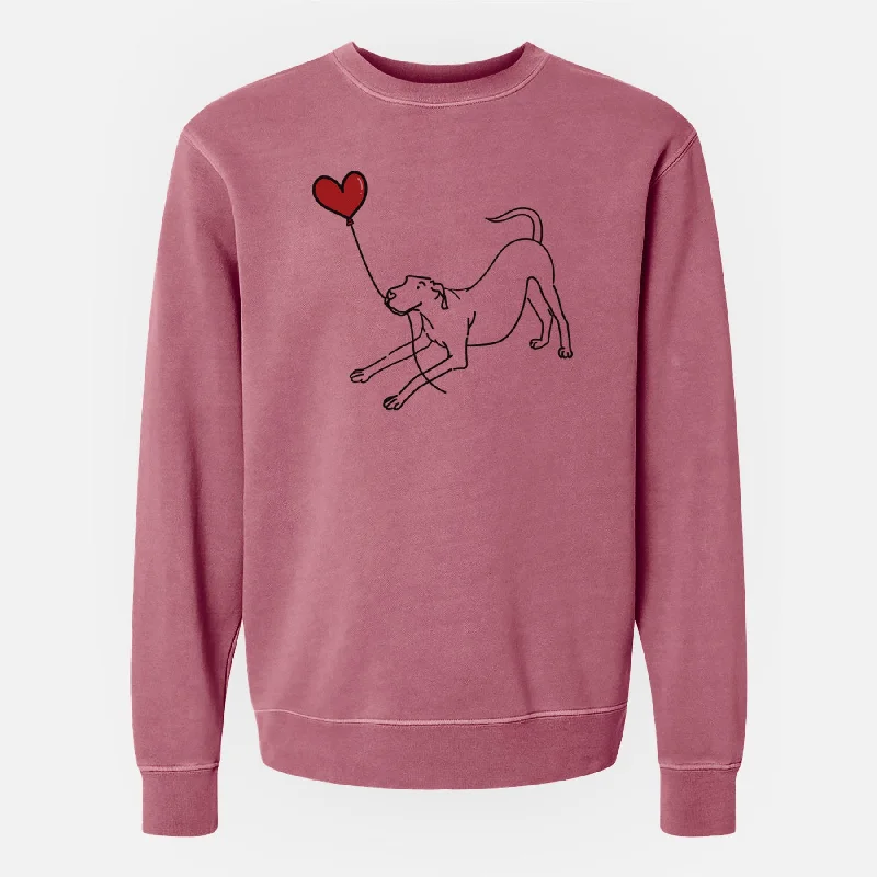 Great Dane Heart String - Unisex Pigment Dyed Crew Sweatshirt Hoodie with Mock Neck Collared Structured