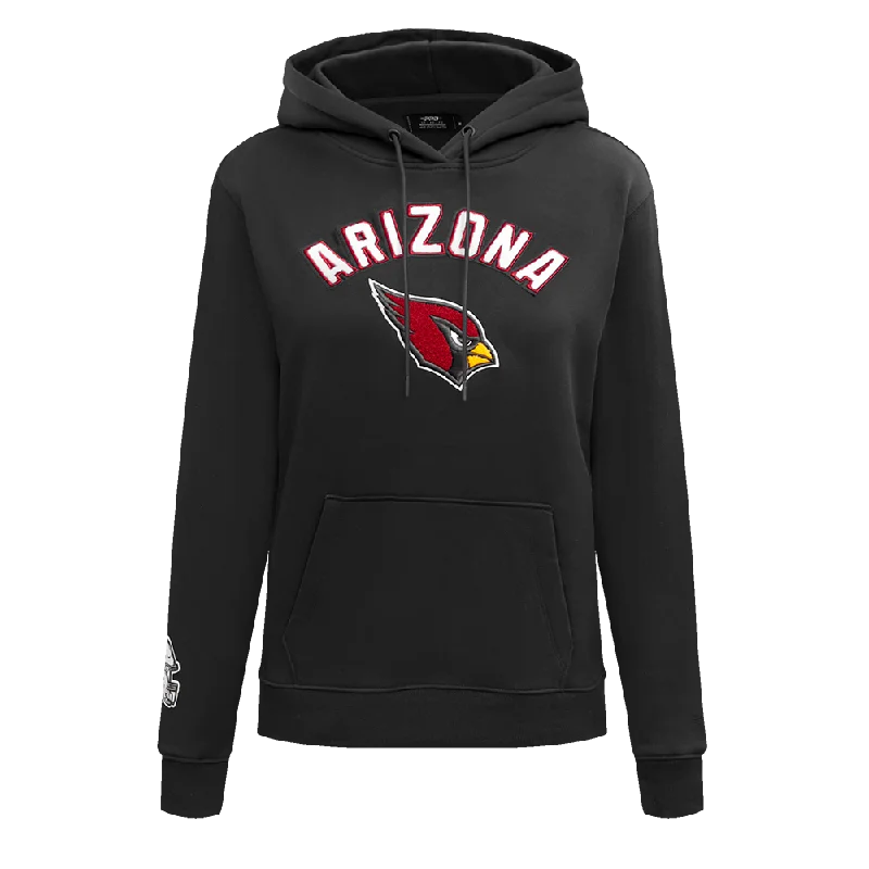 NFL ARIZONA CARDINALS CLASSIC WOMEN'S FLC PO HOODIE (BLACK) Hoodie with Belted Waist Structured Tailored