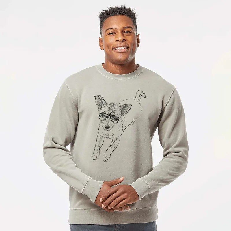 Aviator Maisie the Terrier Mix - Unisex Pigment Dyed Crew Sweatshirt Hoodie Sweatshirt Pullover