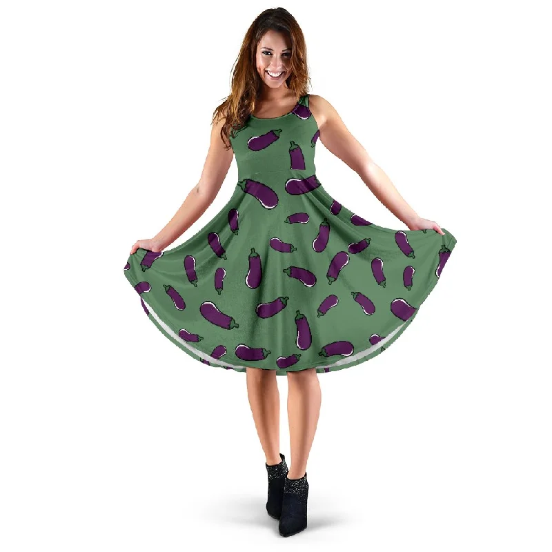 Eggplant Pattern Print Dress Tunics Stylish modern