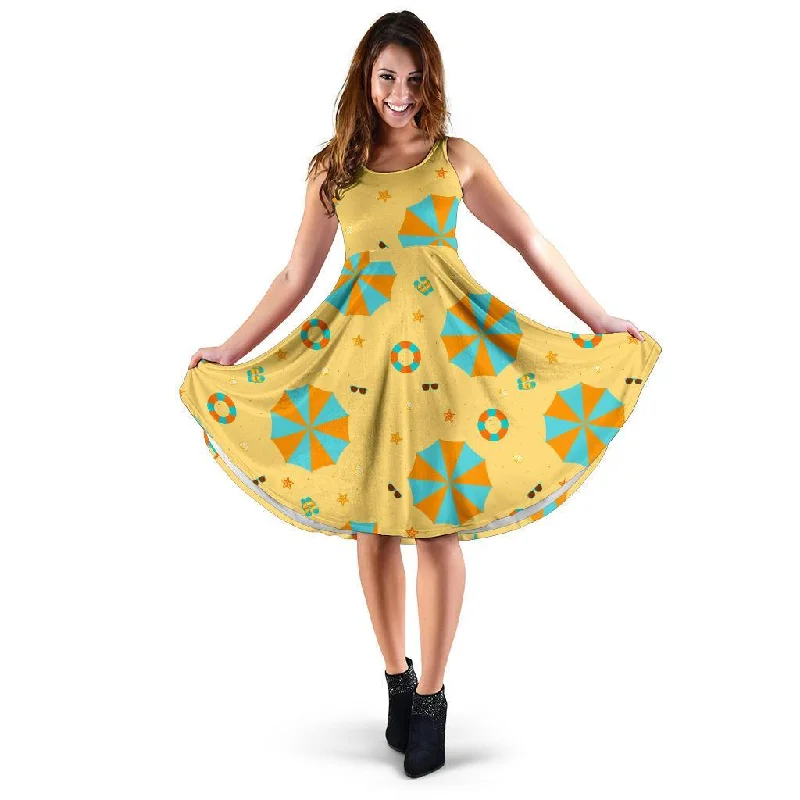 Beach Print Pattern Dress Halter Neckline Beach