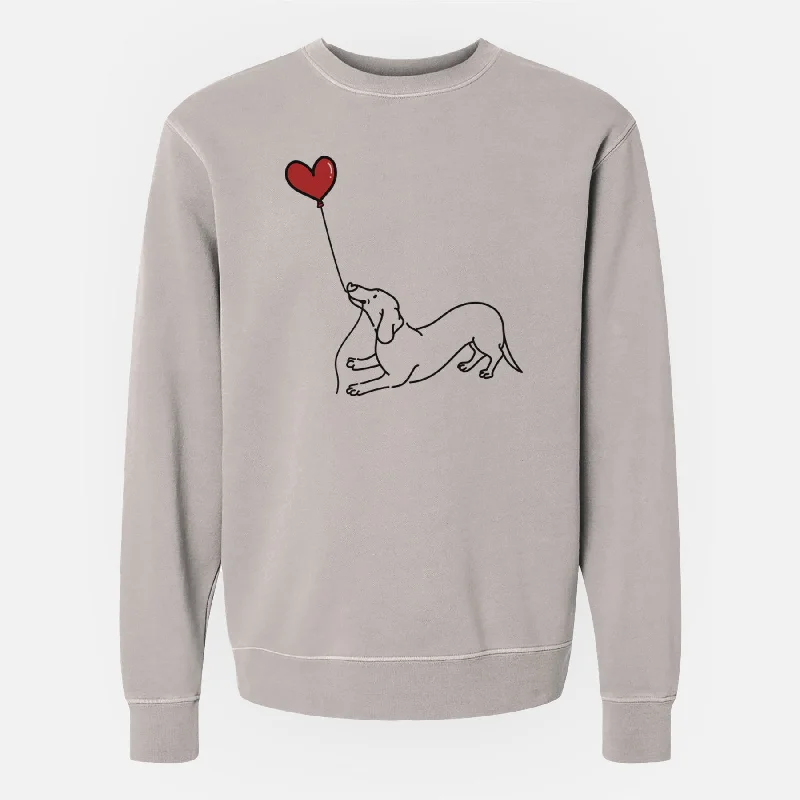 Dachshund Heart String - Unisex Pigment Dyed Crew Sweatshirt Hoodie with Gradient Ombre Colorful