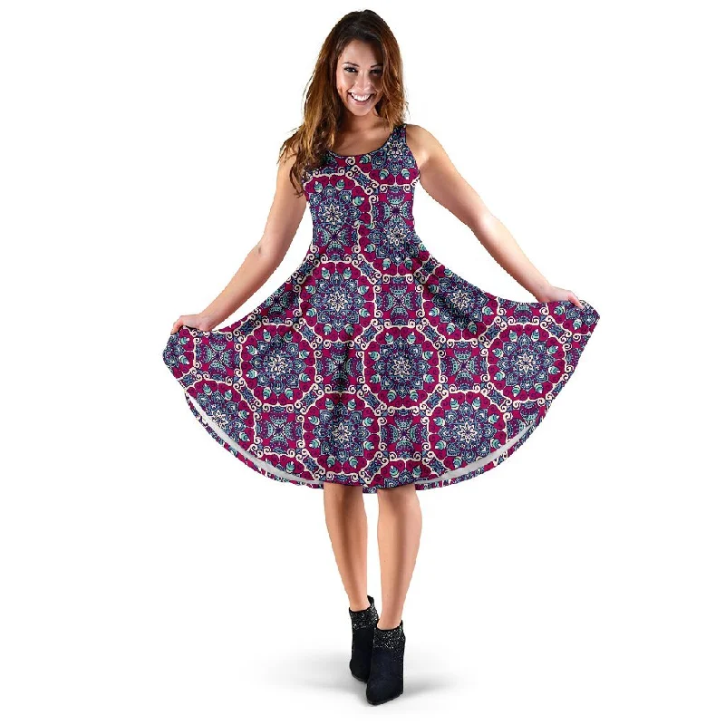 Bohemian Print Pattern Dress Tunics Stylish elegant