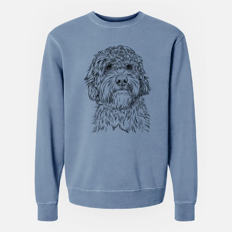 Bare Huckleberry the Australian Labradoodle - Unisex Pigment Dyed Crew Sweatshirt Hoodie with Elastic Waist Stretchable Comfortable