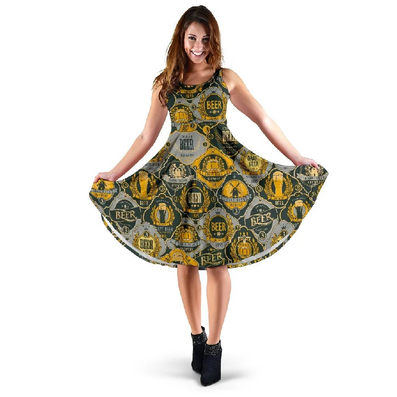Craft Beer Pattern Print Dress Tunics Custom made