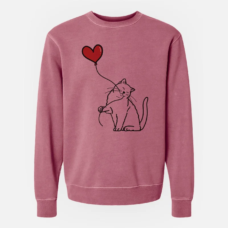 British Shorthair Cat Heart String - Unisex Pigment Dyed Crew Sweatshirt Hoodie with Belted Waist Structured Tailored