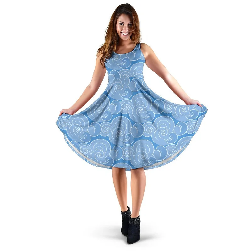 Cloud Pattern Print Dress Pencil Office Professional