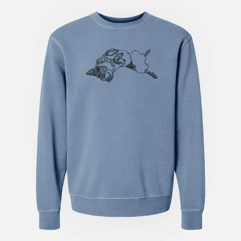 Doodled Kira the Australian Cattle Dog - Unisex Pigment Dyed Crew Sweatshirt Hoodie with Magnetic Closure Innovative Modern