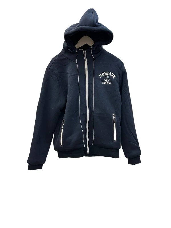 Adult Embroidered Montauk The End Fleece Full Zipper Sherpa-Lined Hoodie with Zipper Pockets Hoodie with Ribbed Hem Stretchable Secure