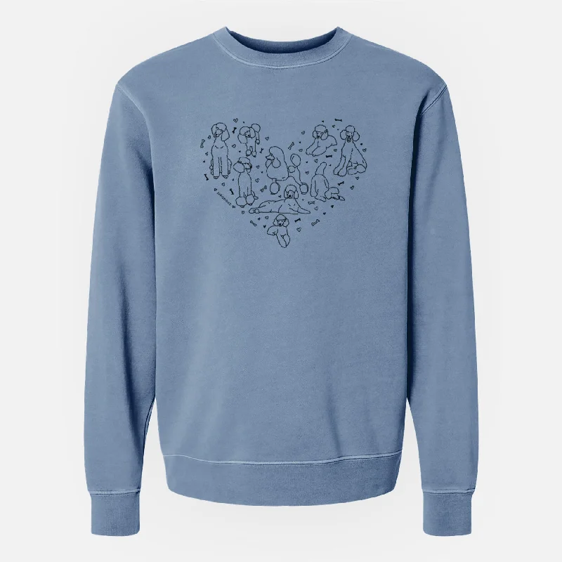 Heart Full of Poodles - Unisex Pigment Dyed Crew Sweatshirt Hoodie with Cuffed Sleeves Snug Secure