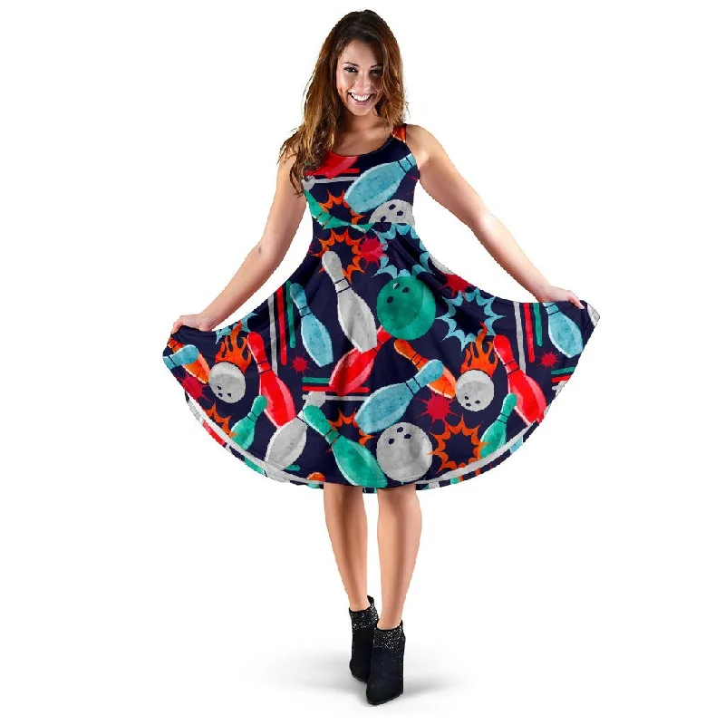 Bowling Stike Pattern Print Dress Tunics Essential wardrobe