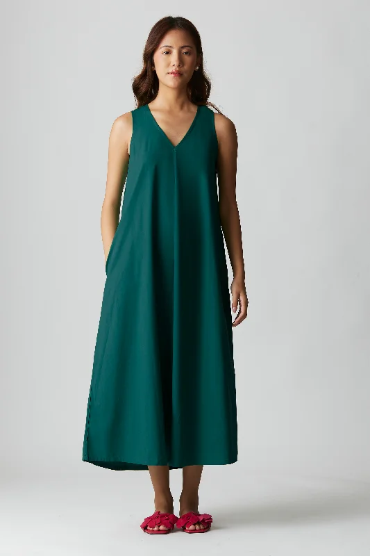 Clara Pocket Dress : Forest Green Tunics Polka dots