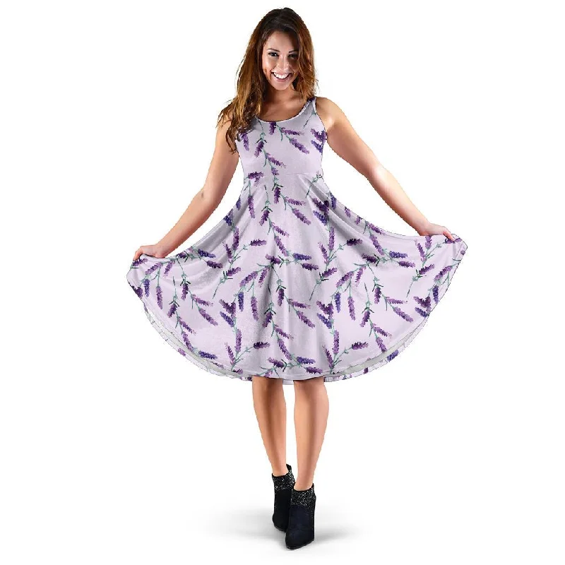 Lavender Floral Pattern Print Dress Pencil Office Professional