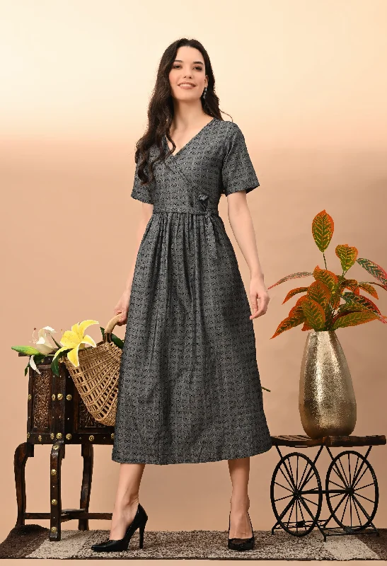 Women's Black  Cotton Doby  Dress - Kairab Tunics Hiking breathable