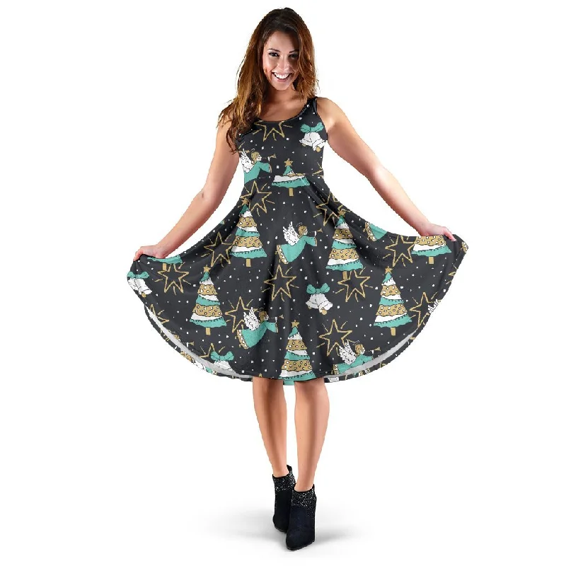 Angel Christmas Print Pattern Dress Tunics Evening elegant