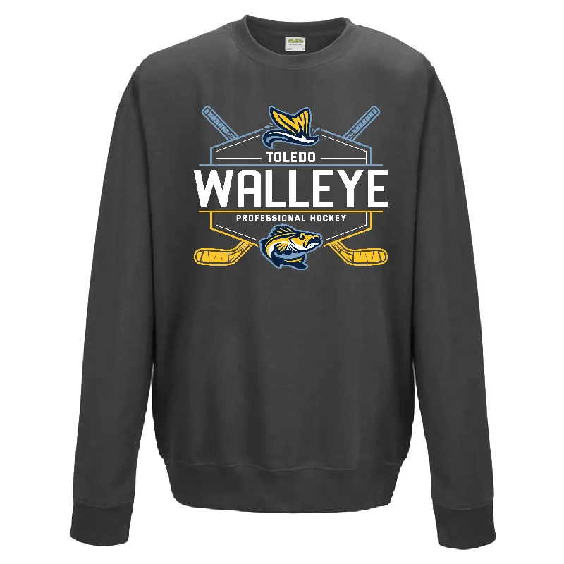 Toledo Walleye Pantera Crewneck Sweatshirt Hoodie with Snap Buttons Easy Quick