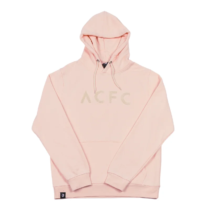 Angel City FC Unisex ACFC Terry Wordmark Sol Rosa Hoodie Hoodie with Hem Ribbing Snug Secure