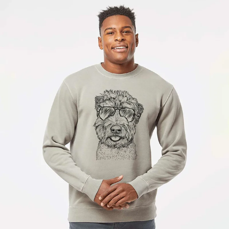 Aviator Milton the Soft Coated Wheaten Terrier - Unisex Pigment Dyed Crew Sweatshirt Hoodie with Hem Contrast Bold Stylish