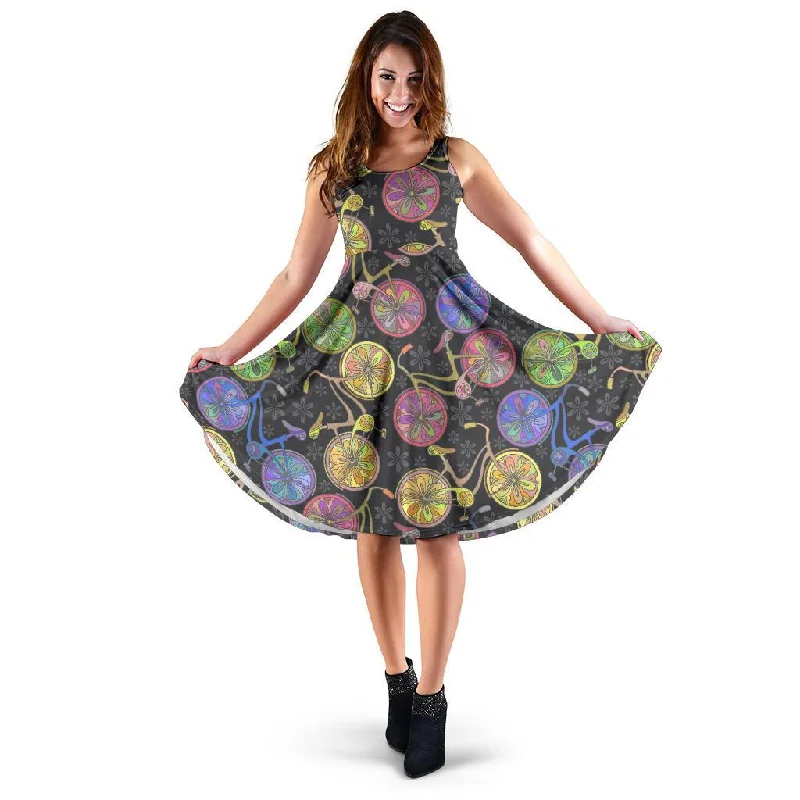 Bicycle Floral Pattern Print Dress Tunics Luxurious high-end