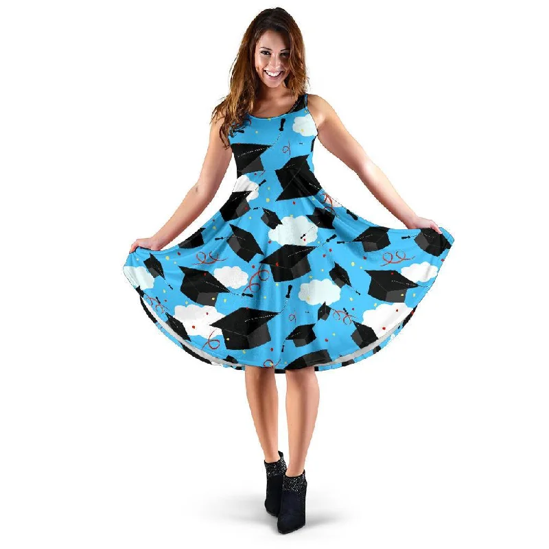 Graduation Print Pattern Dress Tunics Chic fashionable