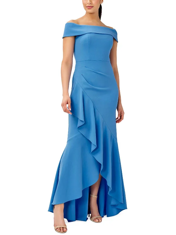 Womens Knit Off-The-Shoulder Evening Dress Tunics Long Elegant