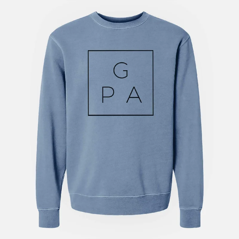 gpa Boxed - Unisex Pigment Dyed Crew Sweatshirt Hoodie with Button Classic Timeless
