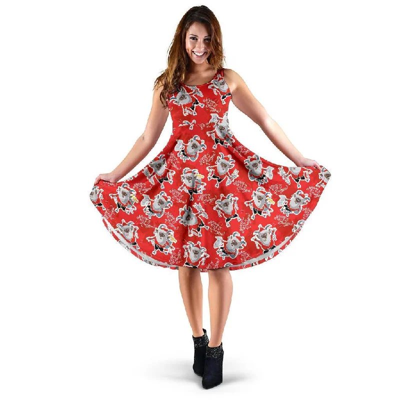 Krampus Christmas Print Pattern Dress Shift Classic Vintage