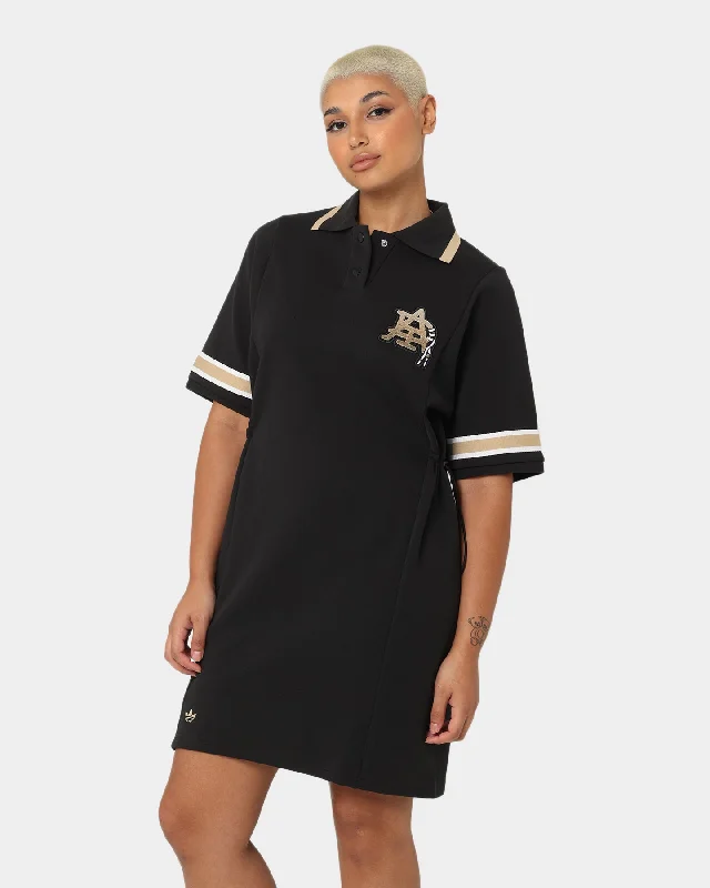 Adidas Women's Modern Collegiate Polo Dress Black Turtleneck Neckline Stylish