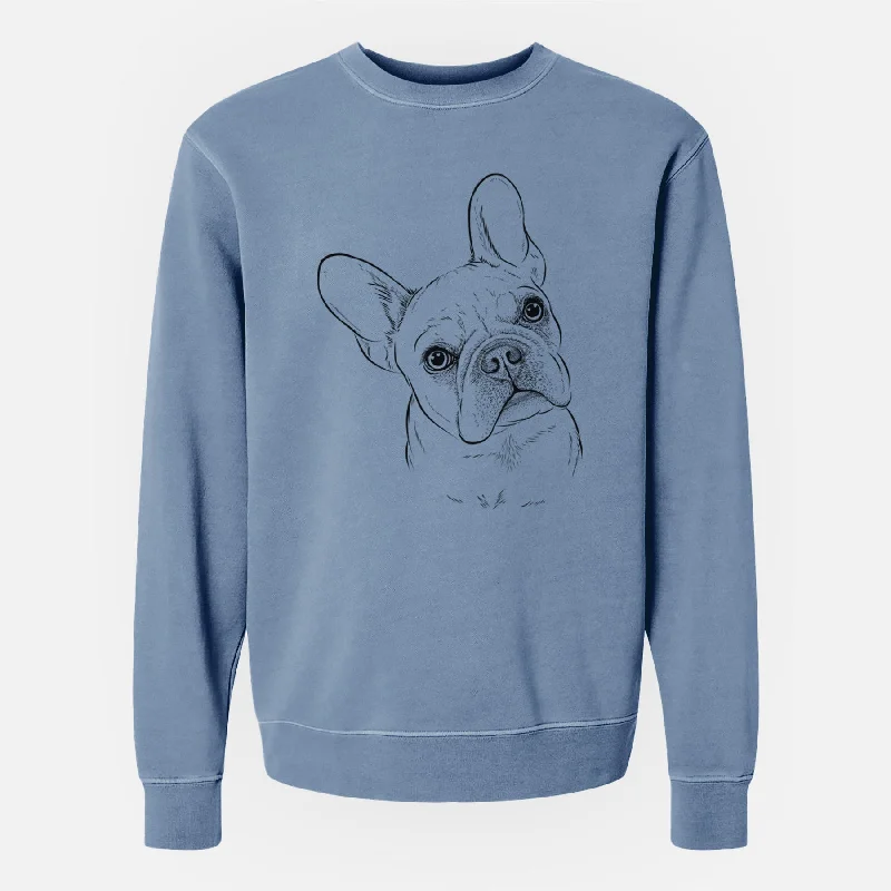 Bare Loki the French Bulldog - Unisex Pigment Dyed Crew Sweatshirt Hoodie with Hem Contrast Bold Stylish