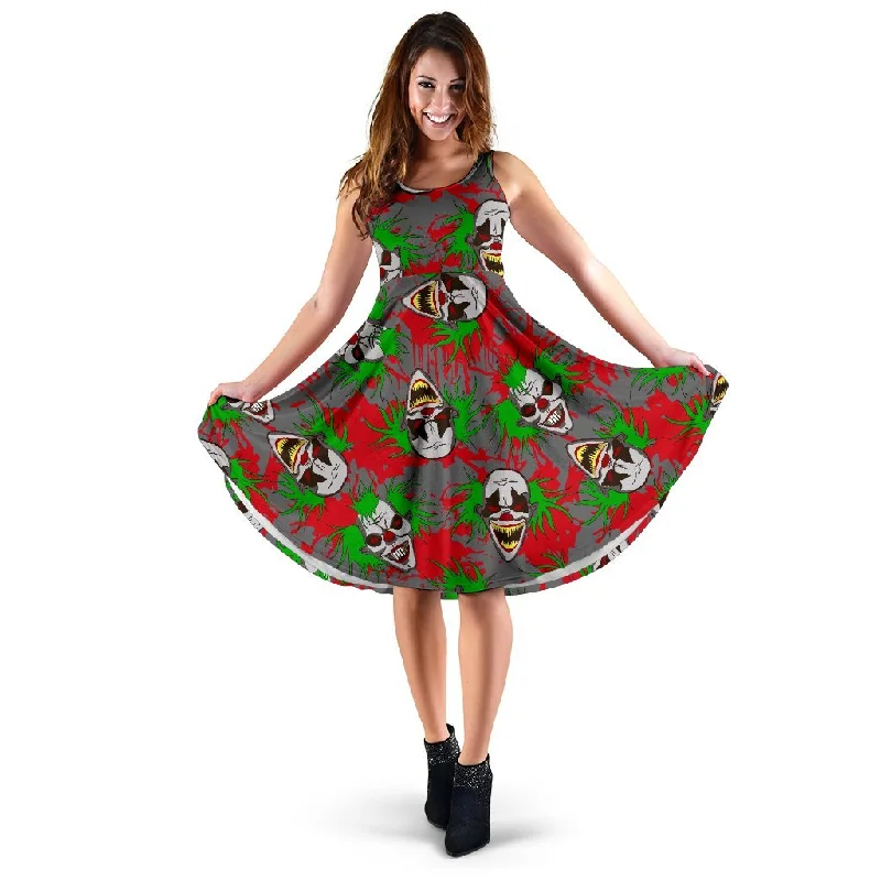 Clown Scary Pattern Print Dress Elegant Long Evening