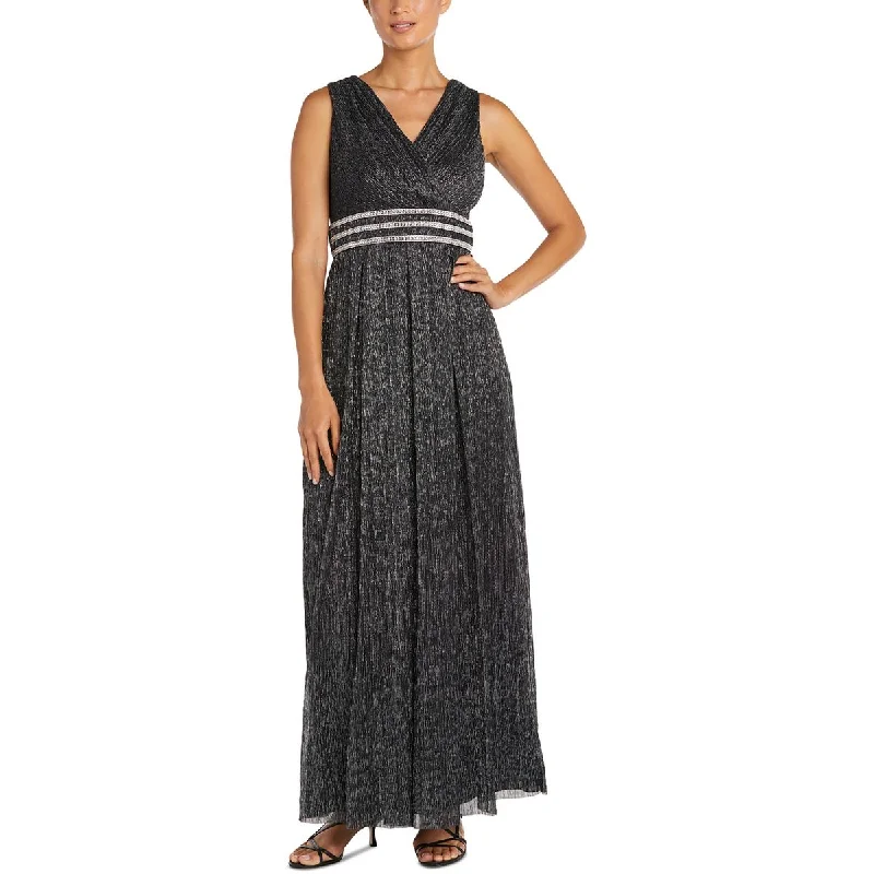 R&M Richards Womens Metallic Embellished Evening Dress Tunics Print Colorful