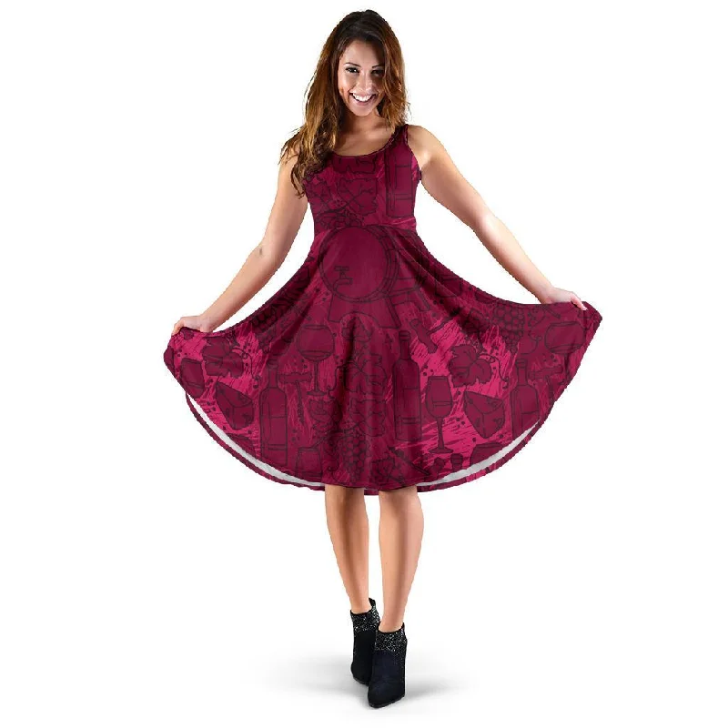 Grape Red Wine Pattern Print Dress Tunics Review highly
