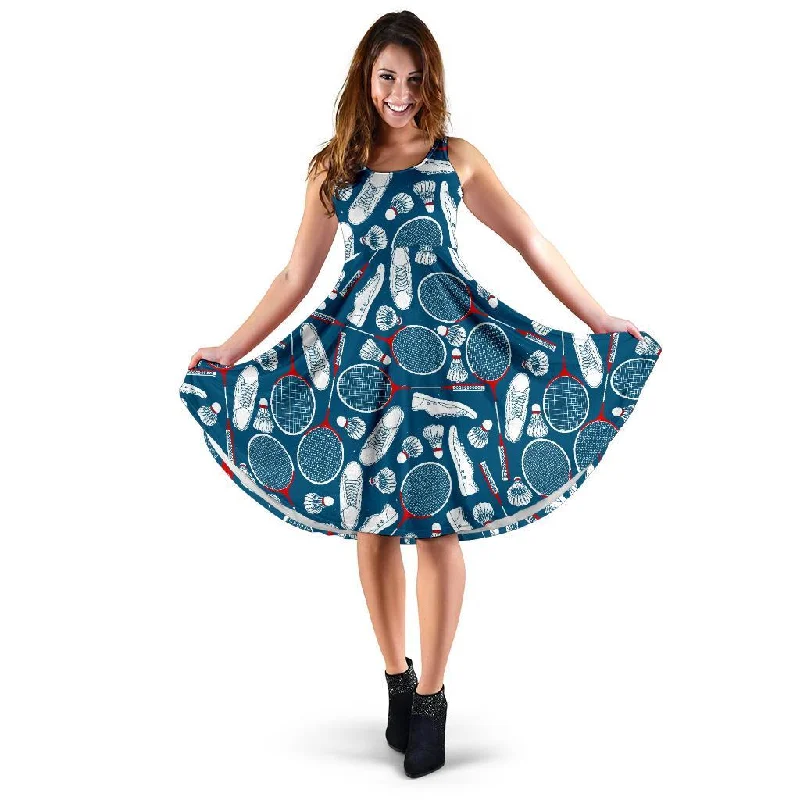 Badminton Print Pattern Dress Tunics Long Elegant