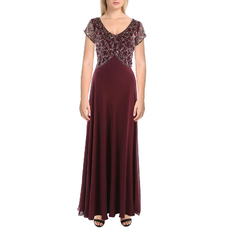 JKara Womens Beaded Long Evening Dress Tunics Sophisticated sleek