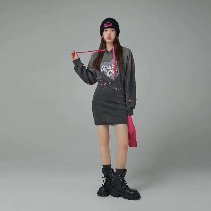Chuu Heart Casual Hooded Dress Tunics Practical durable
