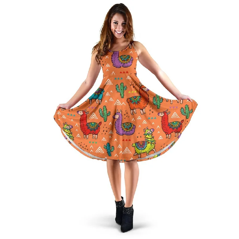 Alpaca Cactus Pattern Print Dress Tunics New arrival