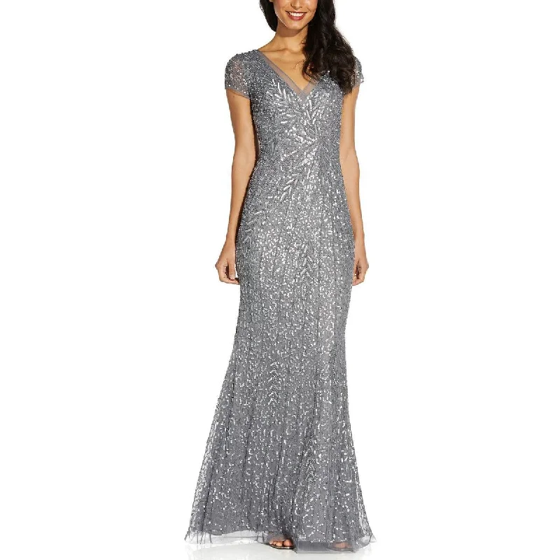 Adrianna Papell Womens Embellished Mesh Evening Dress Tunics Canvas sturdy