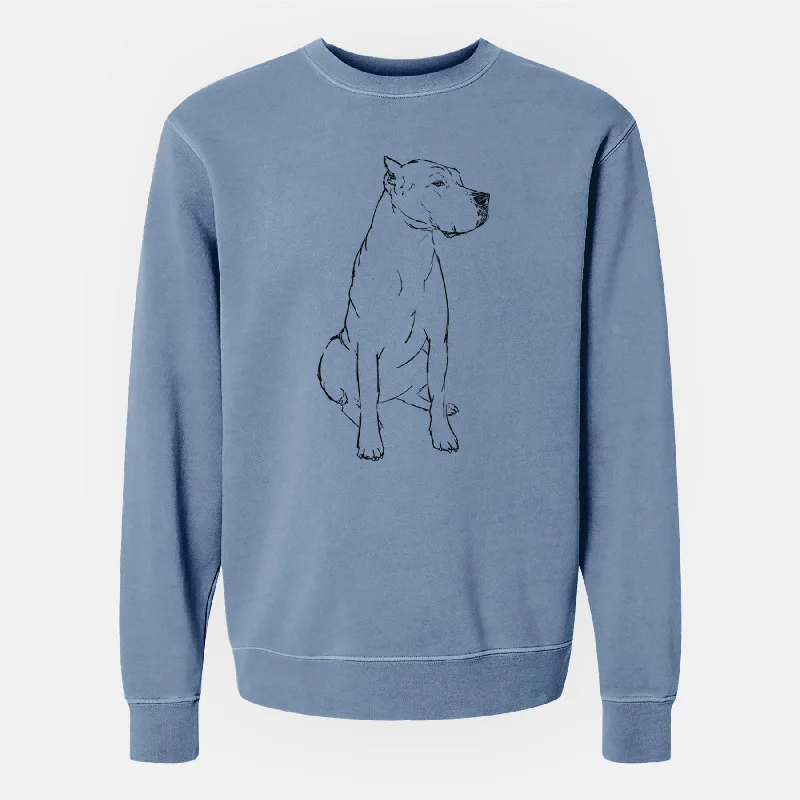 Doodled Luna the Dogo Argentino - Unisex Pigment Dyed Crew Sweatshirt Hoodie with Full-Zip Functional Layering