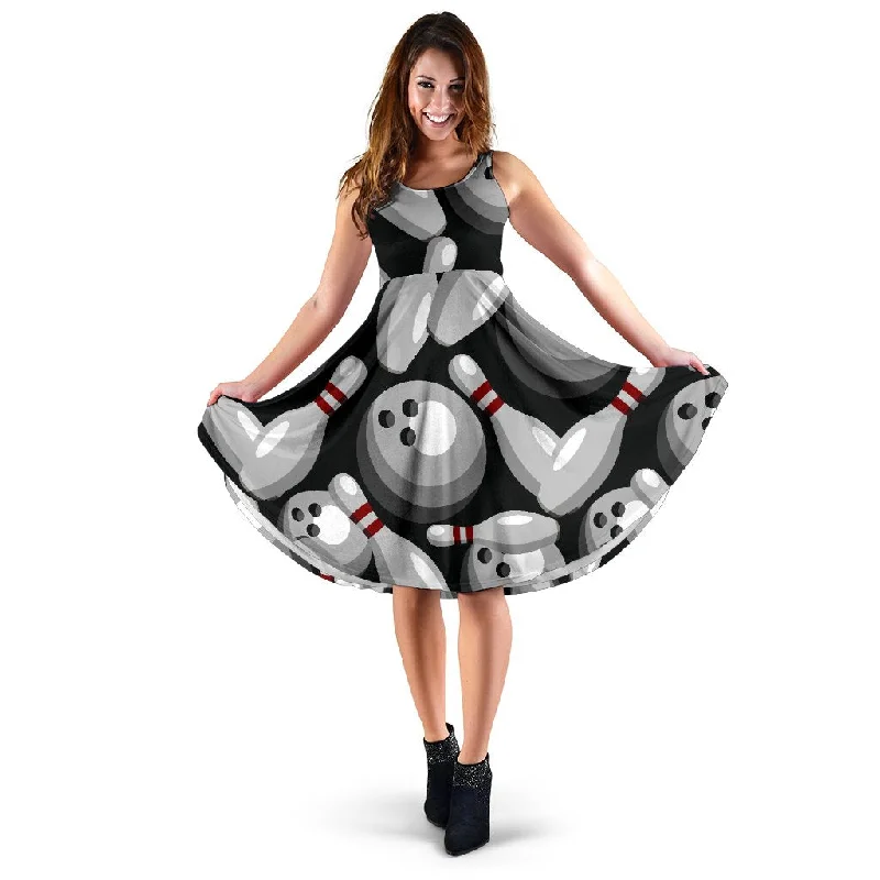 Bowling Pattern Print Dress Tunics Chic fashionable