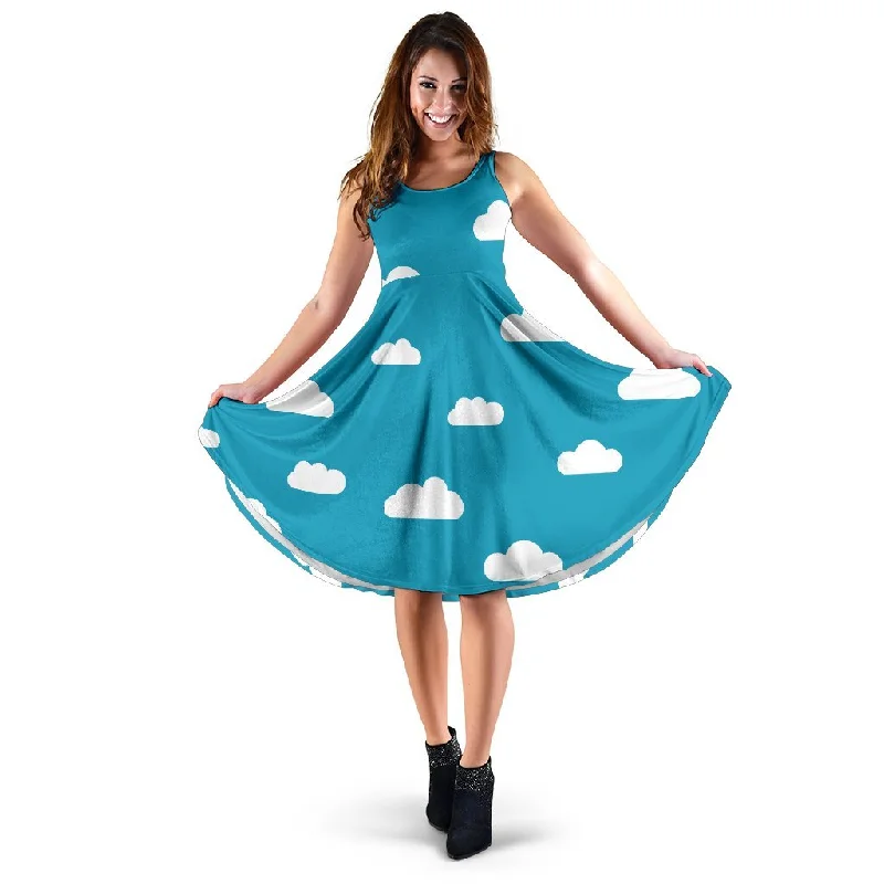Cloud Print Pattern Dress Floral Print girly