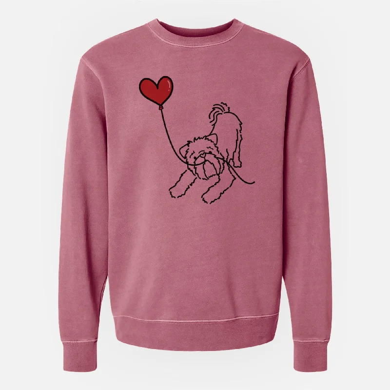 Brussels Griffon Heart String - Unisex Pigment Dyed Crew Sweatshirt Hoodie with Pocket Utility Practical