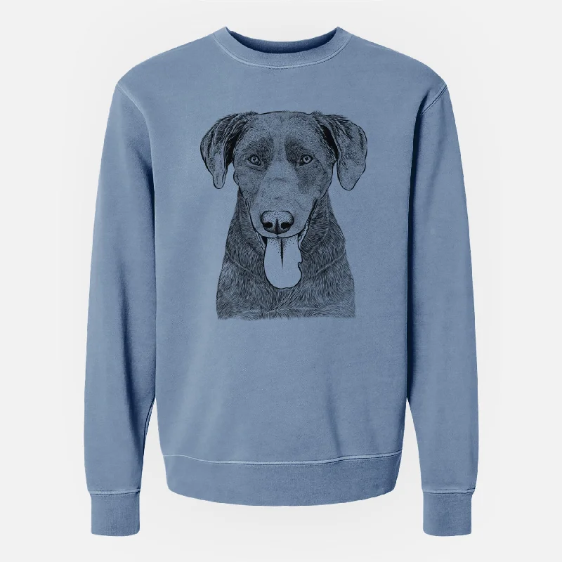 Bare Tobes the Chocolate Lab - Unisex Pigment Dyed Crew Sweatshirt Hoodie with Hem Lace Feminine Delicate