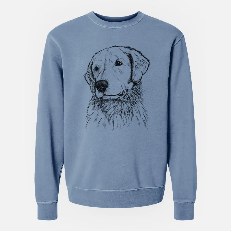 Bare Quinn the Golden Retriever - Unisex Pigment Dyed Crew Sweatshirt Hoodie with Back Slit Movement Comfort