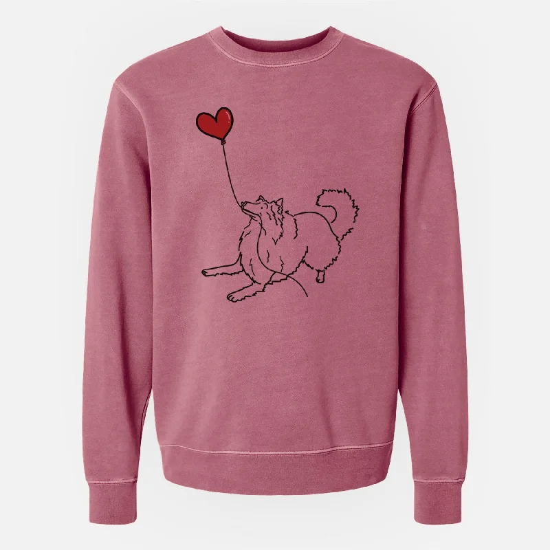 Rough Collie Heart String - Unisex Pigment Dyed Crew Sweatshirt Hoodie with Sequins Glamorous Eye-catching