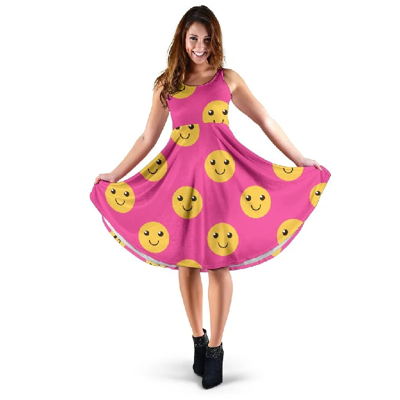 Emoji Pink Pattern Print Dress Tunics Top rated